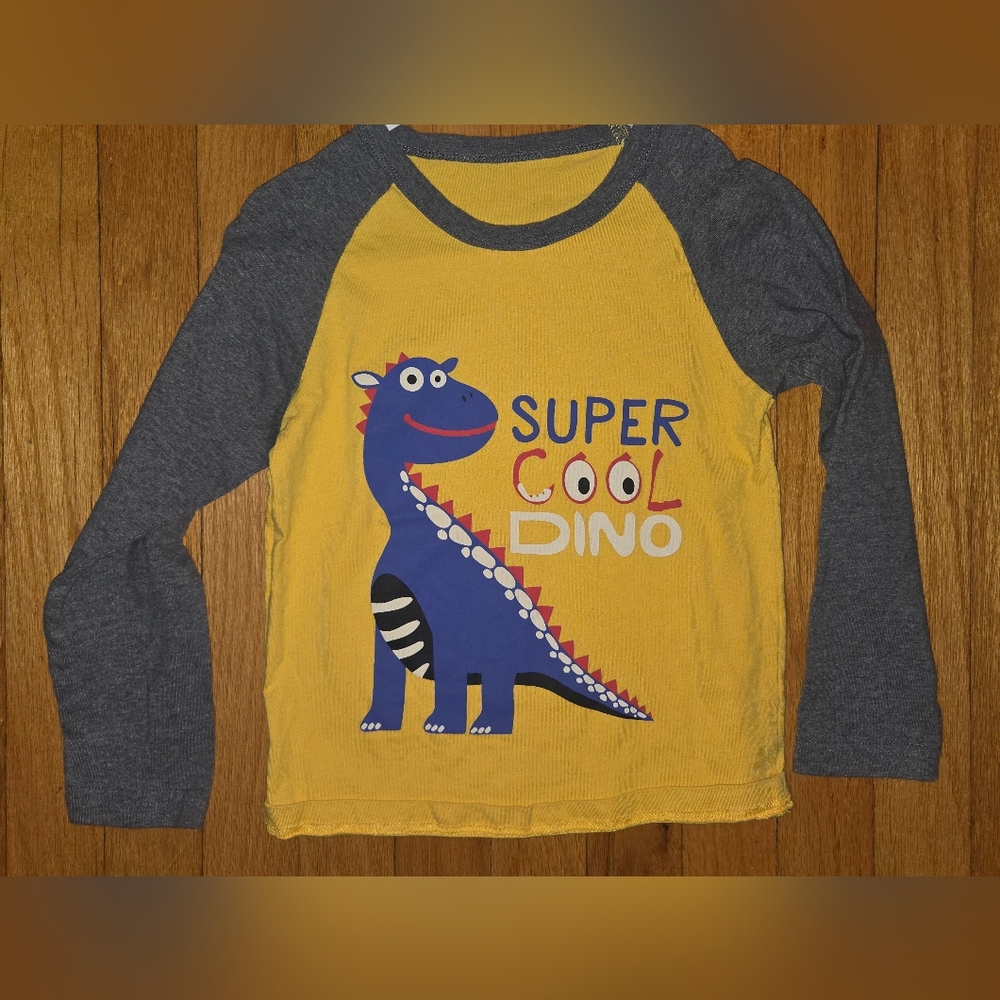 Super Cool Dino Kids Shirt - Yellow and Gray